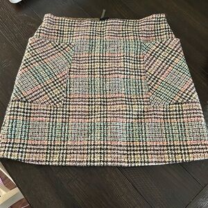 Maeve Anthropologie Pastel Plaid Tweed Mini Skirt with Front Pockets Sz 10
